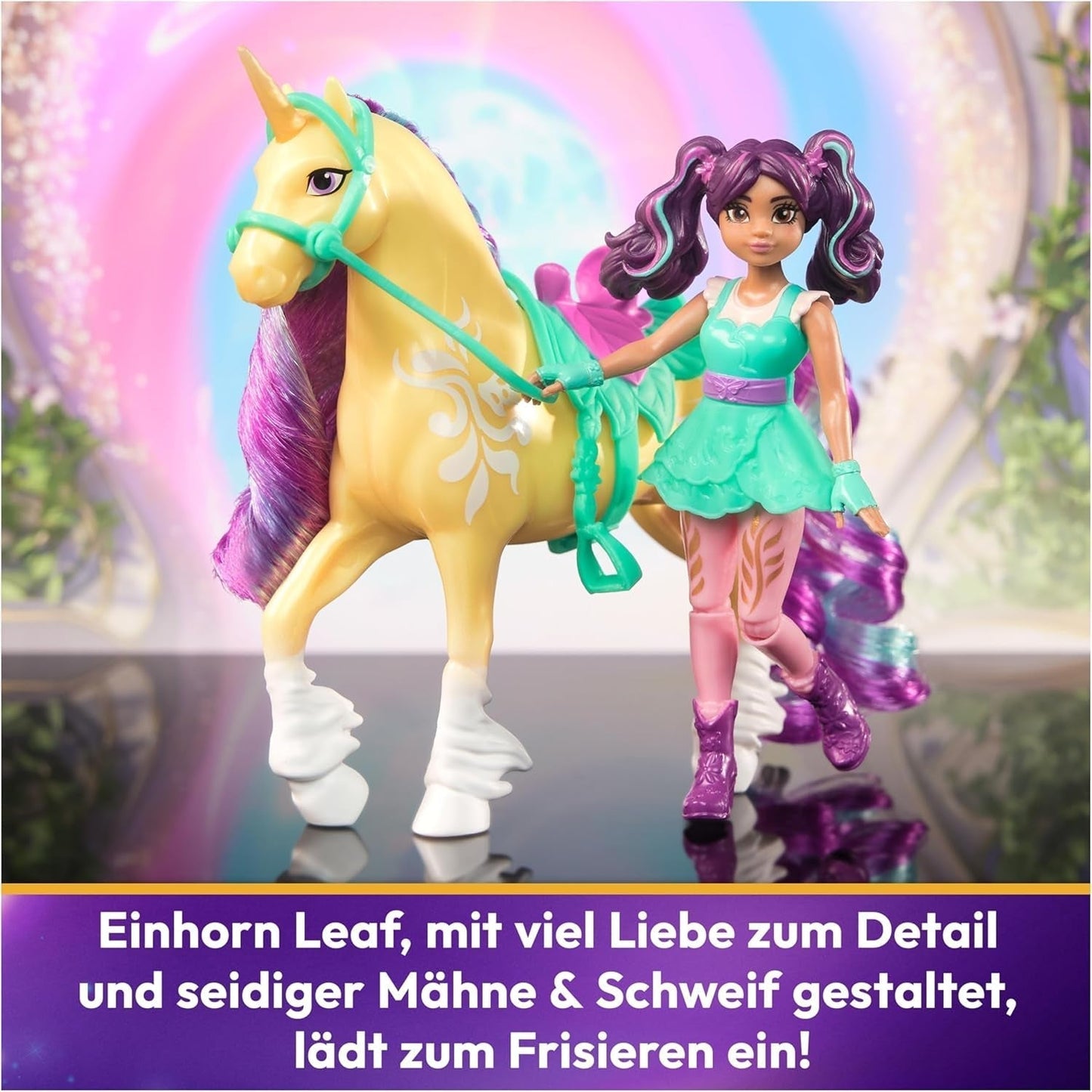 Unicorn Academy AVA og Unicorn Leaf Set - Originale figurer ca. 12 cm høje fra den populære Netflix-serie Med to tilbehør og hårbørster Til fantasifuldt rollespil, for børn fra 4 år og opefter Actionfigurer Naty Shop