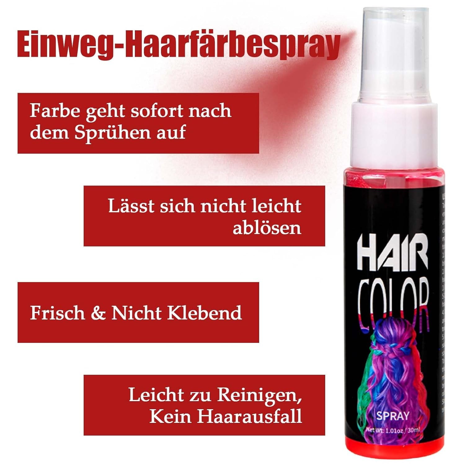 Hårsprayfarve, Midlertidig rød spray hårfarve, farvet rød hårfarve, vaskbar hårfarve, livlig rød hårfarve spray, Øjeblikkelig hårfarve, Carnival hårfarve, Halloween, Cosplay, Party Hair Dye Naty Shop