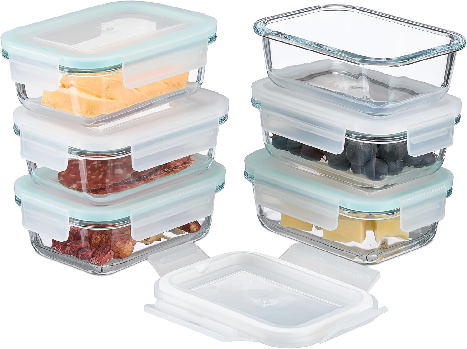 Relaxdays glasbeholdere med låg, sæt med 6, 370 ml, madopbevaringsbeholdere, plastiklåg, lufttæt, glaskrukke, transparent Naty Shop madopbevaringsbokse 370 ml