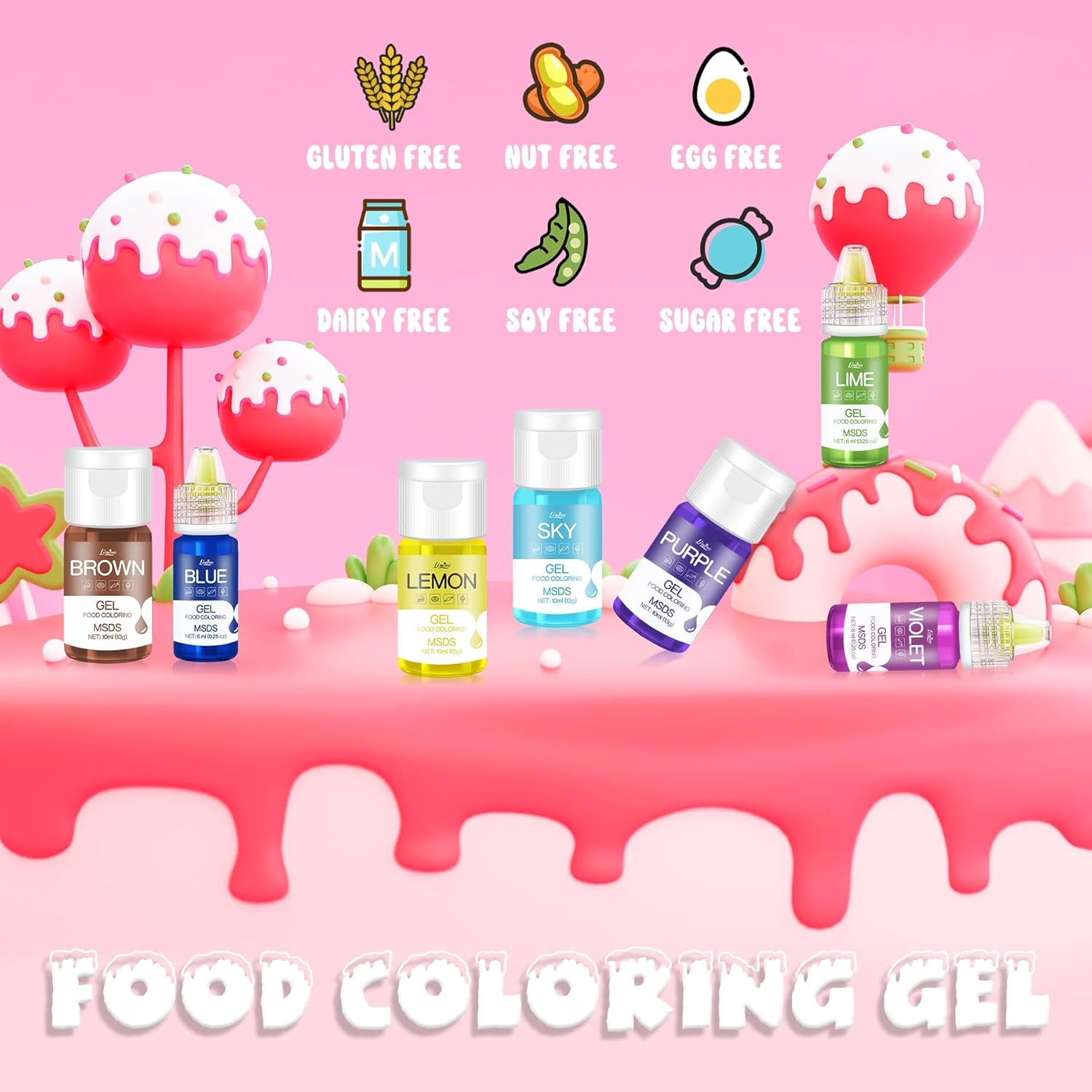 Gel-madfarve - 100 ml, Gel-madfarve til kager, bagning, småkager, makroner - koncentreret sukkerfri madfarve til kagedekoration, drikkevarer, påskeæg, DIY-slime (hvid)