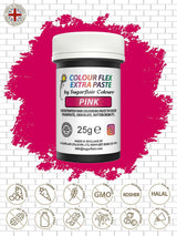 Madfarvepasta Sugarflair Colourflex Extra Pink Paste - Spiselig madfarve til smørcreme, chokolade, sukkerpasta, glasur, fondant, kageblandinger, dej og mere - 25g