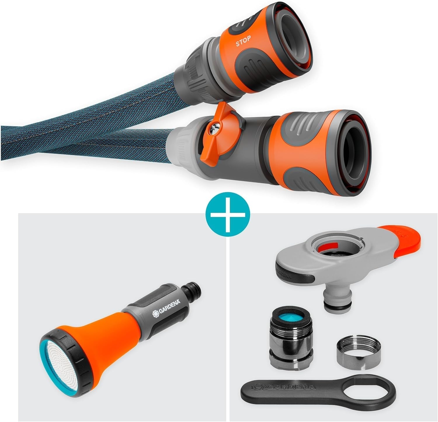 Tekstilslange Gardena Liano Xtreme 1/2", sæt 10 meter + indendørs adapter