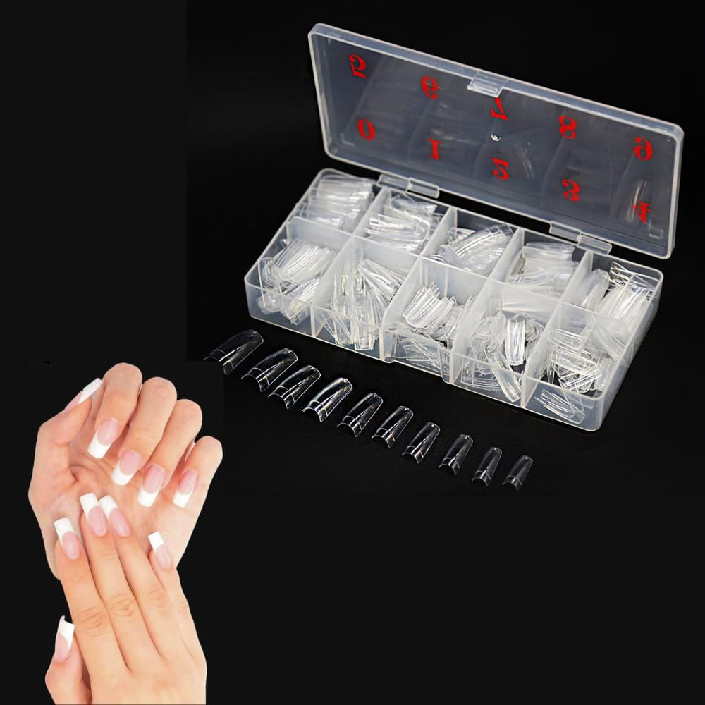 TRIXES 500 stk Gel-neglespidser Franske negle Klare akrylspidser til gør-det-selv-manicure 10 forskellige designs