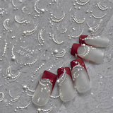 JMEOWIO 3D Nagelsticker Perlenlinie Nail Art Sticker Selbstklebend Nagelaufkleber 5D Stereoskopisk Dekoration Nageldesign Tilbehør 1 Blatt