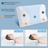 Findigit Health Pude, Memory Foam Pude, Ortopædisk nakkestøttepude til side- og rygsover, Ergonomisk cervikal rygsøjlepude (60 X 35 X 11/9 cm) Cervikal ortopædiske puder Naty Shop