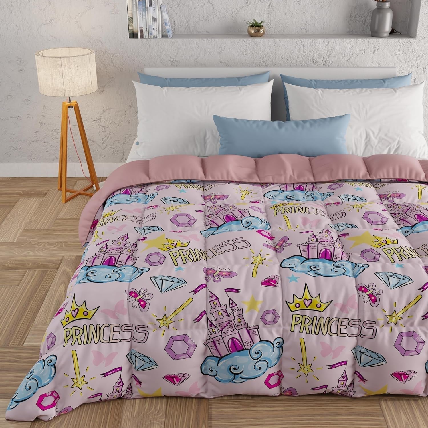PETTI Artigiani Italiani - Vinterdyne, Vinterdyne, Enkel quilt, Dobbeltsidet, Monocolor og digital print, 100% anti-allergisk mikrofiber, Made in Italy Dyner og dyner Naty Shop Princess 160 X 190 Cm