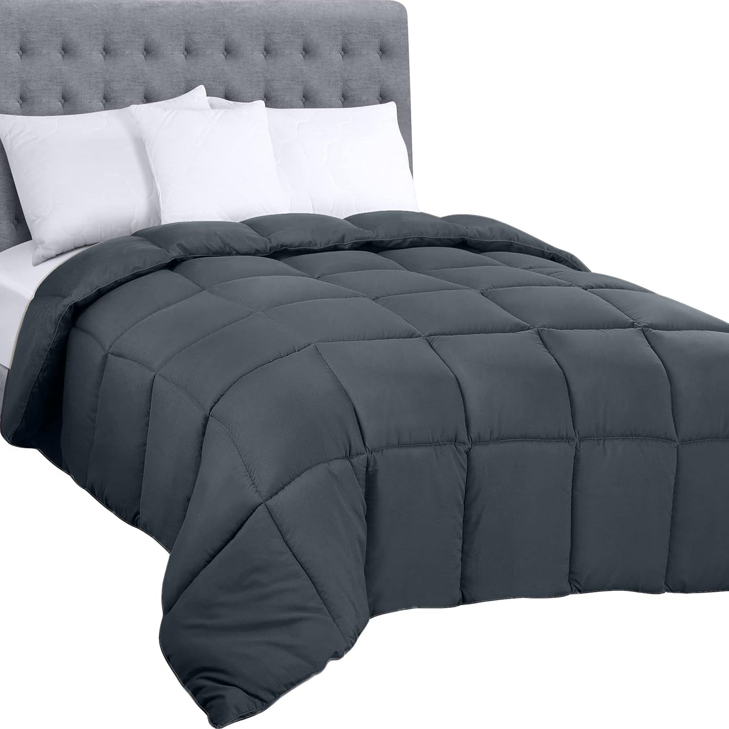 Utopia Sengetøj Helårsdyne 250g/m² Plys silikoniseret fiberfyld Dobbeltseng syet i æske (Dobbelt XL Lysegrå) Naty Shop Dyner og dyner Twin Grey
