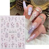 JMEOWIO 3D Nagelsticker Blumen Nail Art Sticker Selbstklebend Nagelaufkleber 5D Stereoskopisk Frühling Sommer Dekoration Nageldesign Zubehör 4 Blatt
