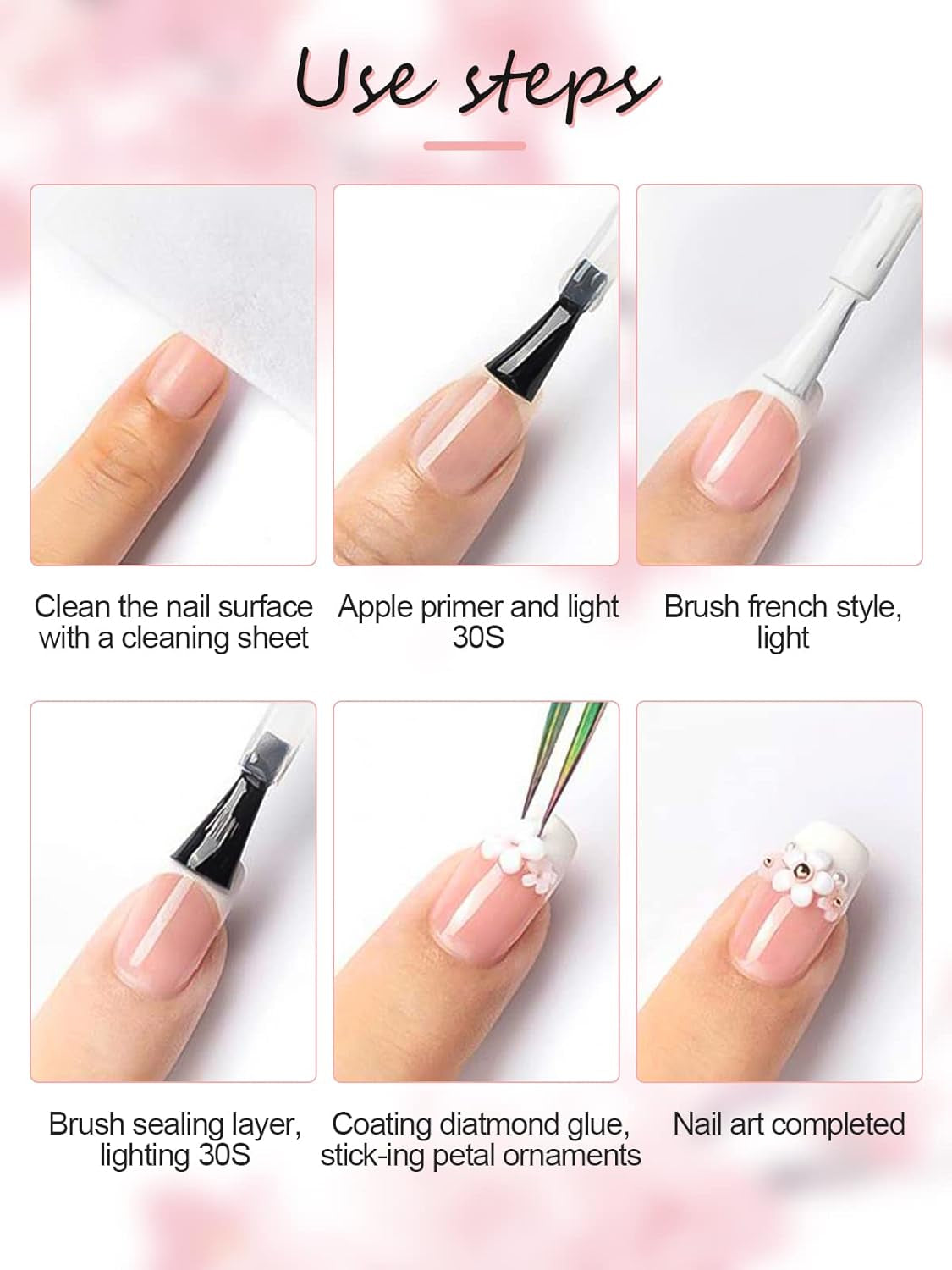 Kalolary Flowers Nail Art Charms, 3D Akryl Blomster til negle Fem kronblade Blomsterdekorationer Negle Gems Rhinsten Blandede metalperler til DIY Nail Art Design Smykkefremstilling (2 æsker)