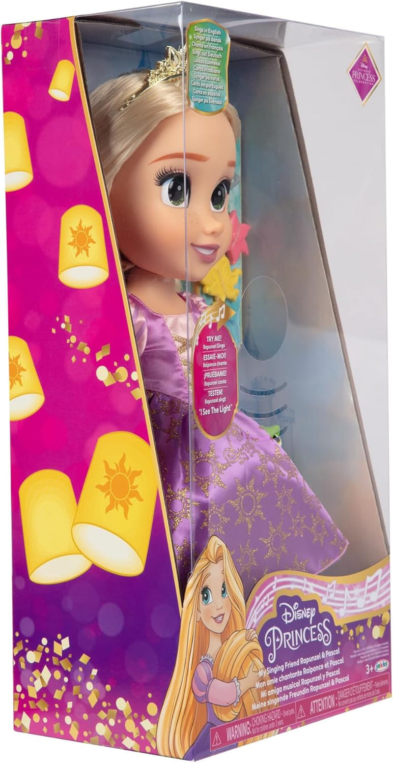 Disney Princess Rapunzel 35 cm syngende dukke, synger 'I See The Light', inkluderer tilbehør for mere sjov, perfekt til piger fra 3 år og opefter, lilla