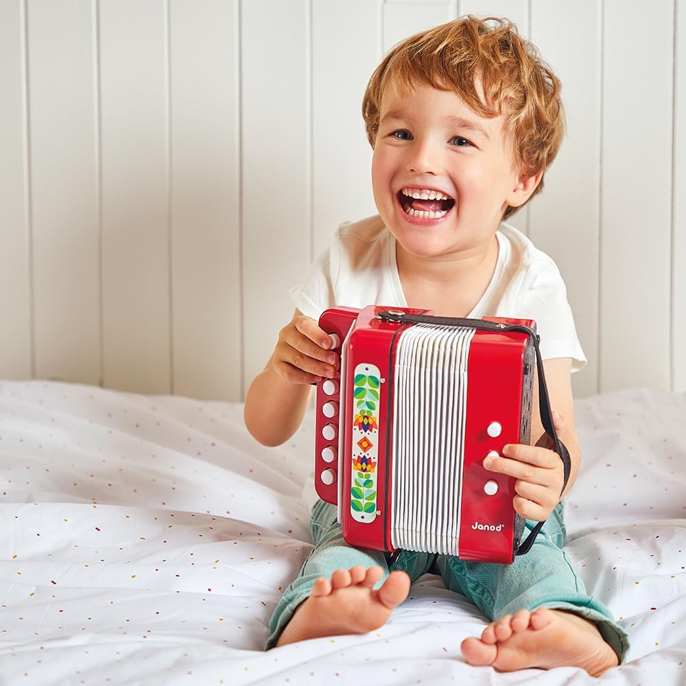 Janod - Harmonika Gioia - Musikinstrument til børn - Rollespil og tidlig musikalsk undervisning - Med rem - Fra 3 år, J07654 Jucarii Bebe Naty Shop