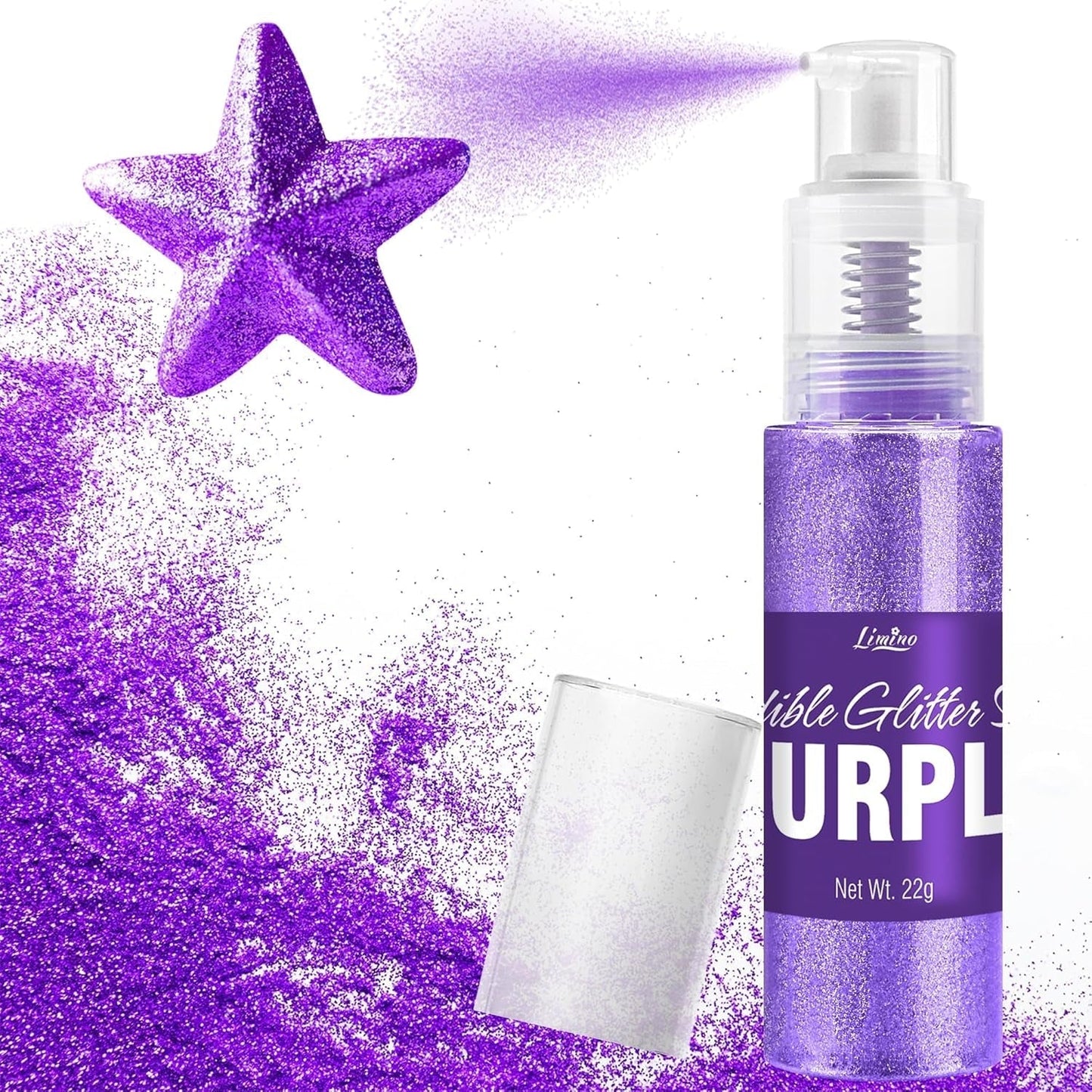 Spiselig glitterspray - 22G spiselig glitter, spiseligt glitterpulver til drinks, kagepynt, macarons - madfarve glitterpulver, spiseligt glitter til cocktails, muffins (pink)