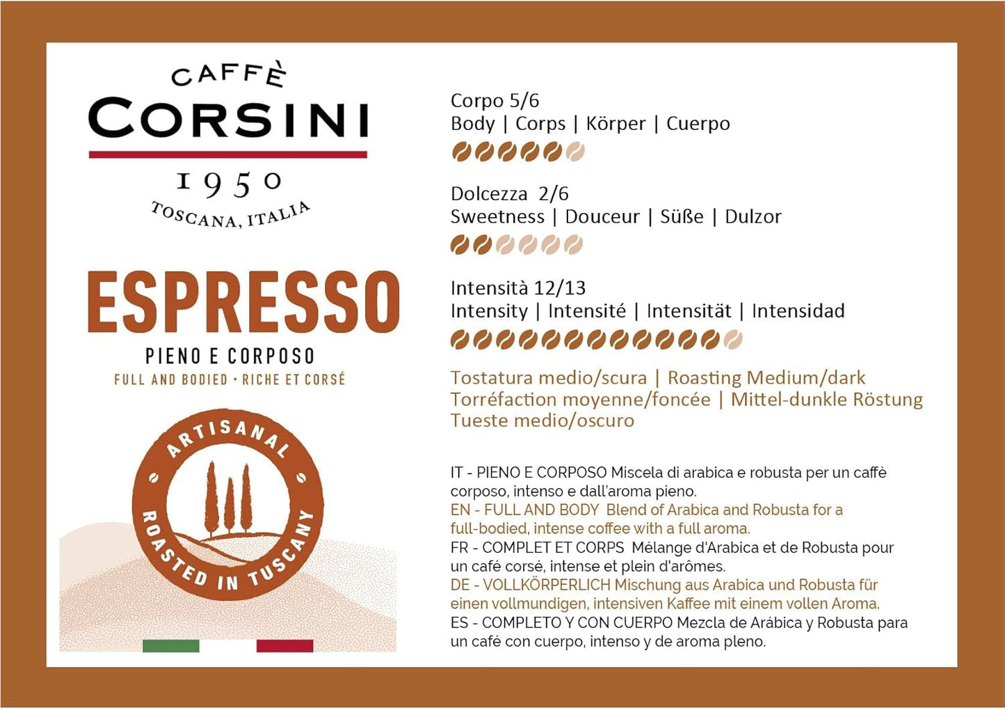 Caffè Corsini - Sæt Aromatische Kaffeebohnen Der Perfekte Morgen, Ausgewählter Kaffee, 2x500g + 1Kg Gesamtes Sæt 2Kg