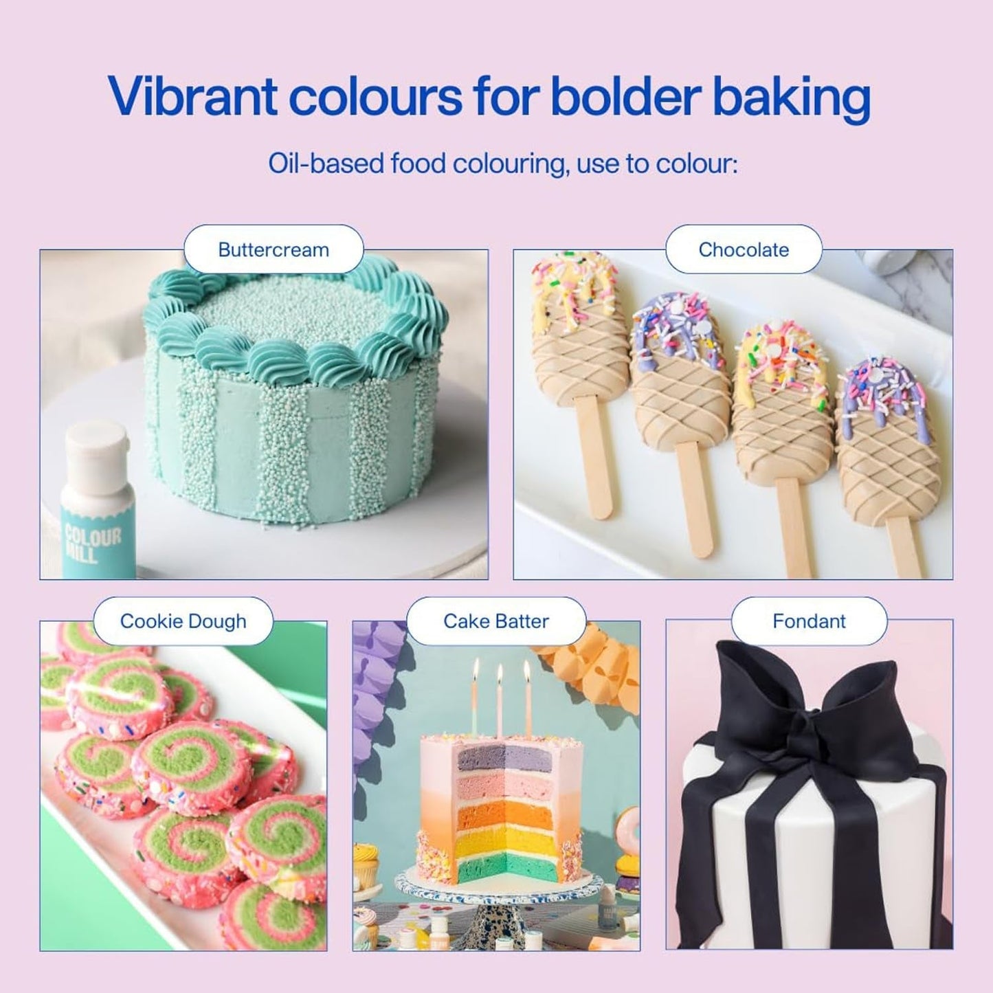 Color Mill Blend oliebaseret madfarve, marineblå farve - Madfarve til chokolade, fondant, muffins, kager, bagning, makroner - Madfarve til dekoration af kager - 100 ml