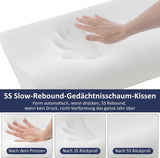 BedStory Memory Foam-pude, højdejusterbar nakkestøttepude, ergonomisk pude, sidesovepude til ryg- og mavesove (60x36x12/10cm)