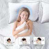 Bedstory pude, 50 x 70 cm, 2 stykker, bidebestandig, svedåndende, hypoallergen, fyld: 100 % polyesterfiber, ultrakomfort og blød komfort og fremragende støtte Naty Shop standardpuder