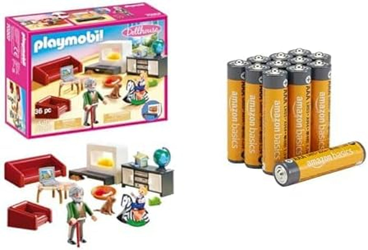 Amazon Basics 12-paks dukkehus stue med lyseffekt, alder 4+ og AAA alkaliske batterier, 10 år