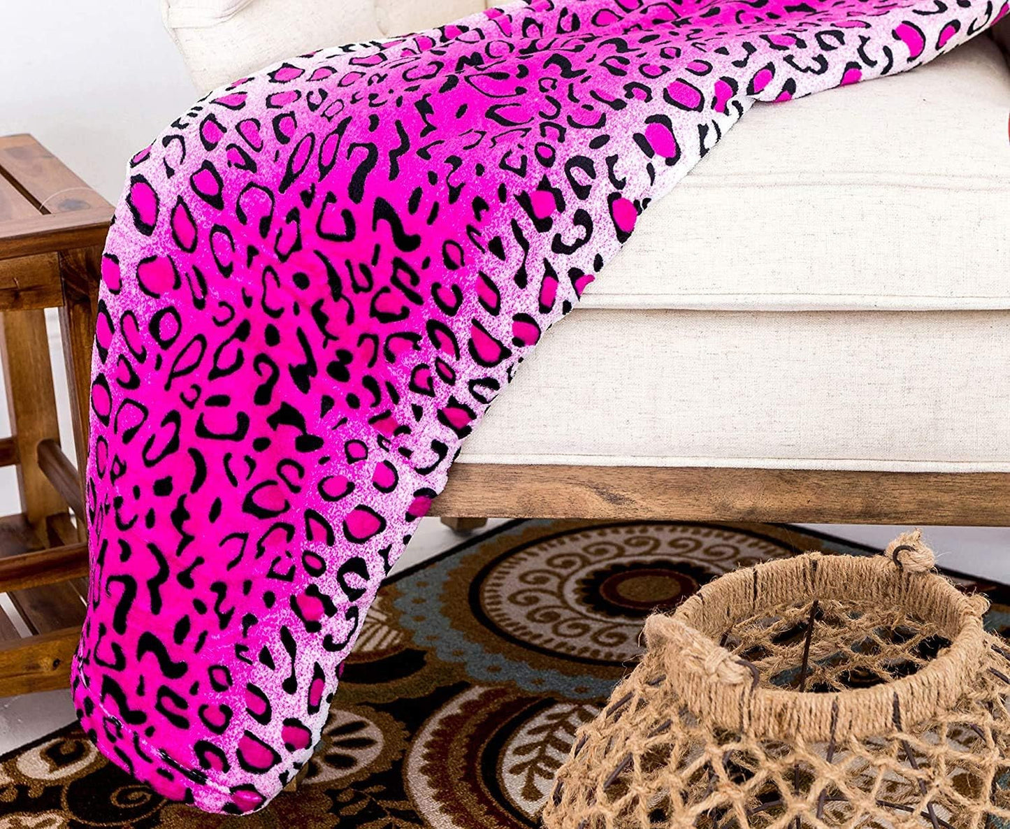Hjem Must Haves Dronning/King Zebra Giraf Safari Dyretryk Hele sæsonen Super Blød Varm Sofa Dyne Sengestørrelse Pink Polyester Pink Leopard dyner & dyner Naty Shop