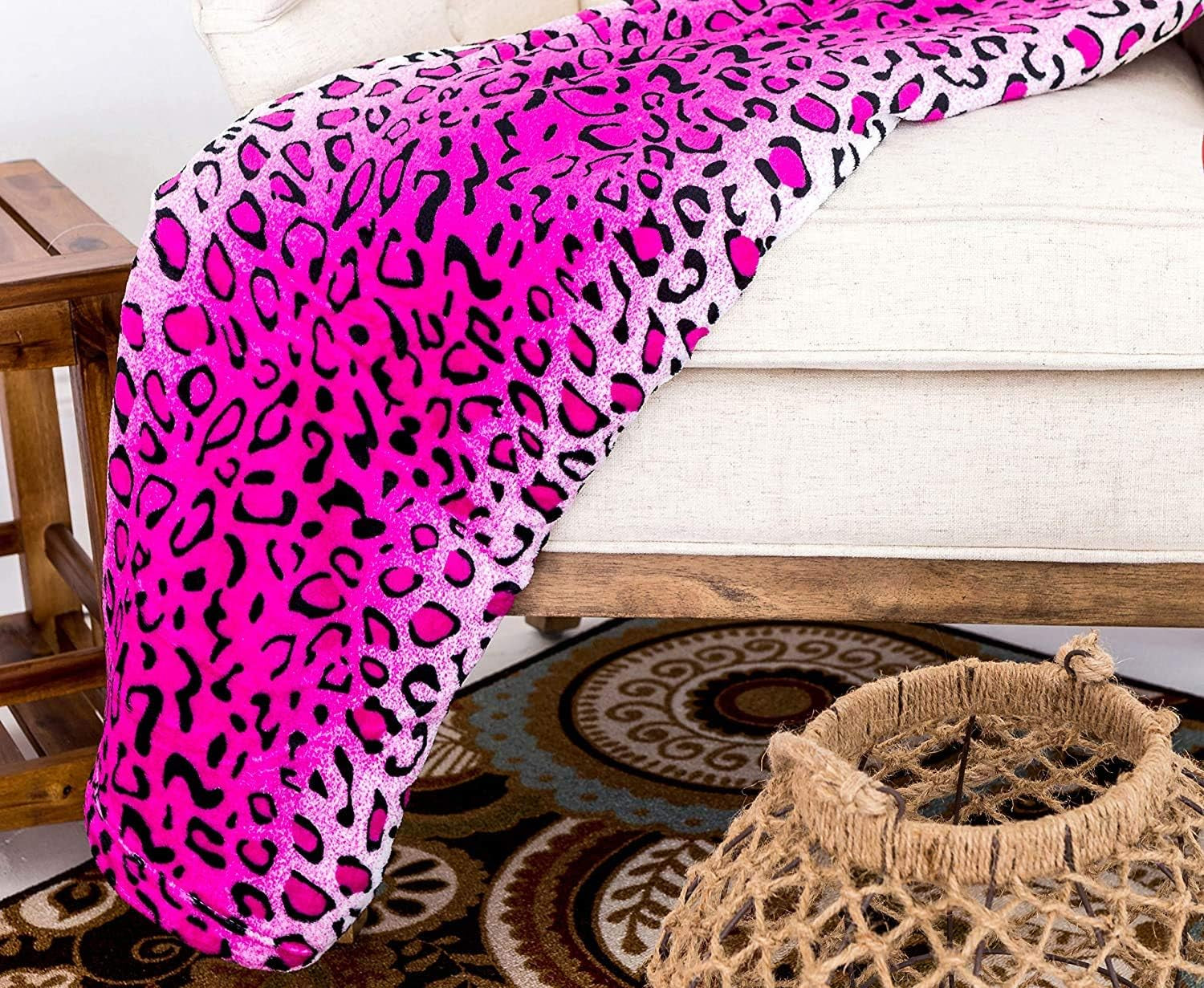 Hjem Must Haves Dronning/King Zebra Giraf Safari Dyretryk Hele sæsonen Super Blød Varm Sofa Dyne Sengestørrelse Pink Polyester Pink Leopard dyner & dyner Naty Shop