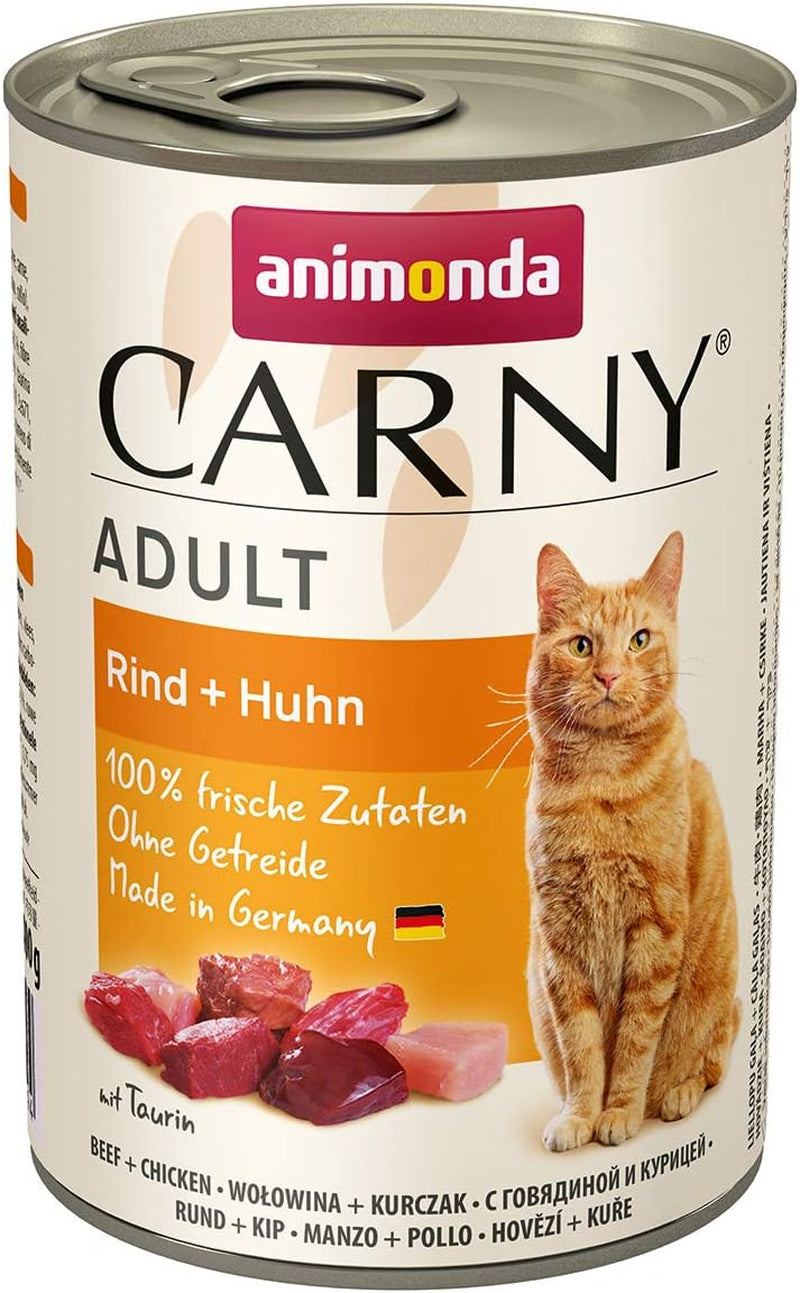 animonda Carny Adult Savory Variety (12 x 400 g), vådfoder til voksne katte, vådfoder med 100 % friske kødingredienser, kornfri og sukkerfri