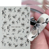 JMEOWIO 6 Blatt 3D Nagelsticker Blumen Nail Art Sticker Selbstklebend Nagelaufkleber 5D Stereoskopisk Frühling Sommer Blumen Dekoration Nageldesign Zubehör