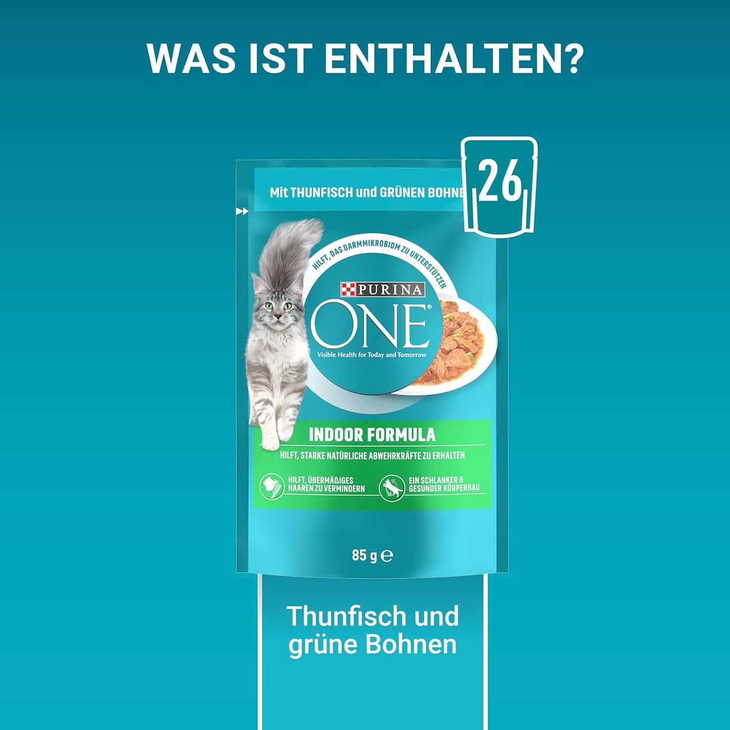 PURINA ONE indendørs formel våd kattefoder, møre bidder i hjemmelavet tunsauce, pakke med 26 (26 x 85 g)