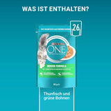PURINA ONE indendørs formel våd kattefoder, møre bidder i hjemmelavet tunsauce, pakke med 26 (26 x 85 g)