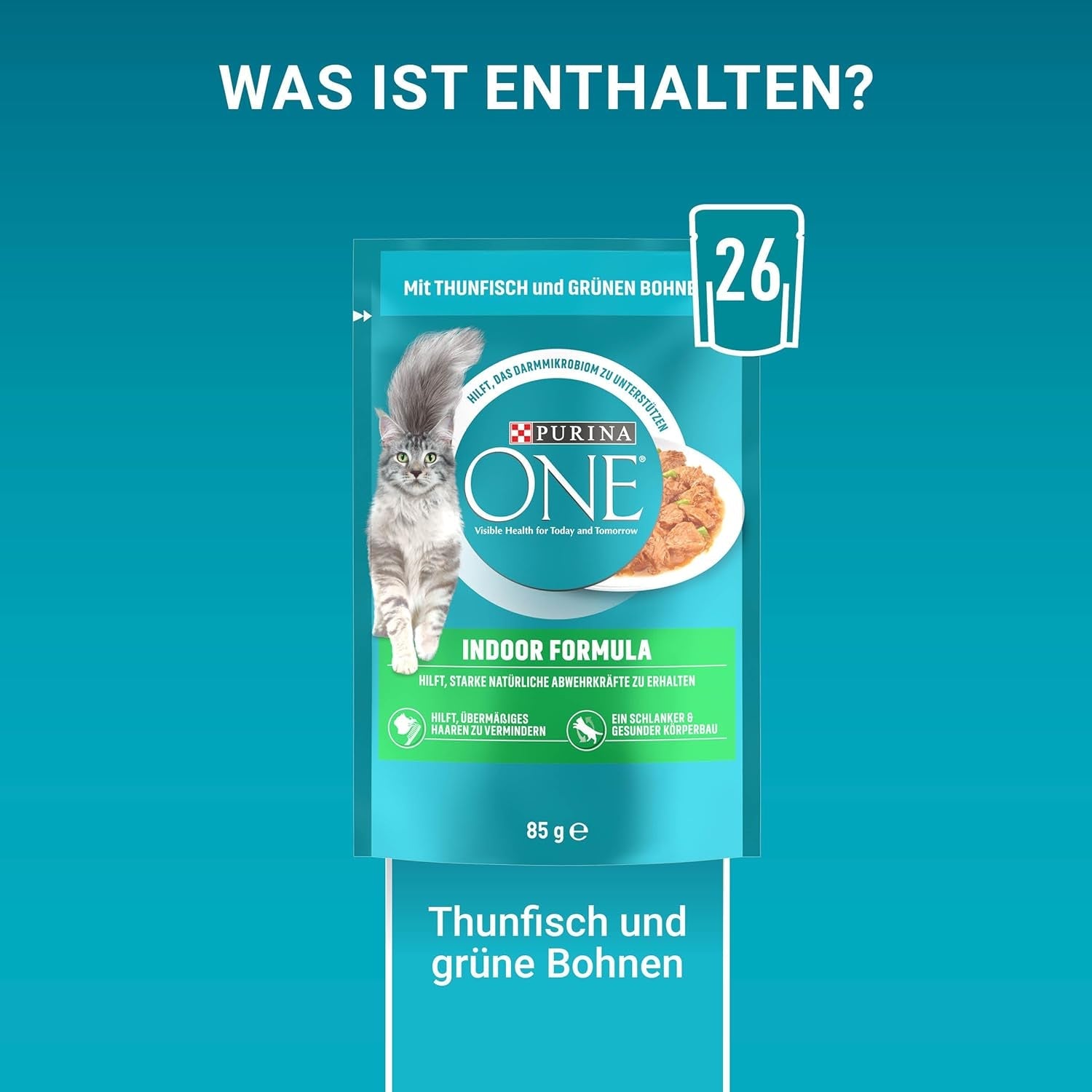 PURINA ONE indendørs formel våd kattefoder, møre bidder i hjemmelavet tunsauce, pakke med 26 (26 x 85 g)