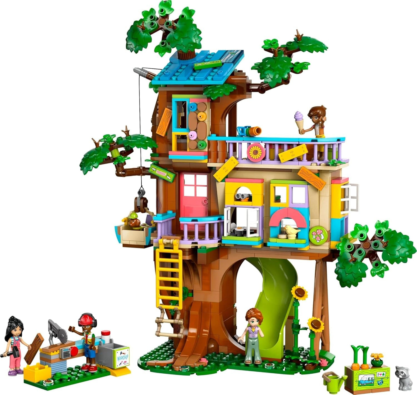 LEGO Friends Træhus Byg og leg Rollespilssæt Legetøjshus til piger 8 år Sæt med 4 figurer og 2 dyrefigurer Gaveidé til børn 42652 Byggesæt Besuche den LEGO-Store