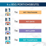Gourmet Perle Select Strips våd kattefoder, assorteret blanding, pakke med 12 (12 x 4 poser á 85g hver)