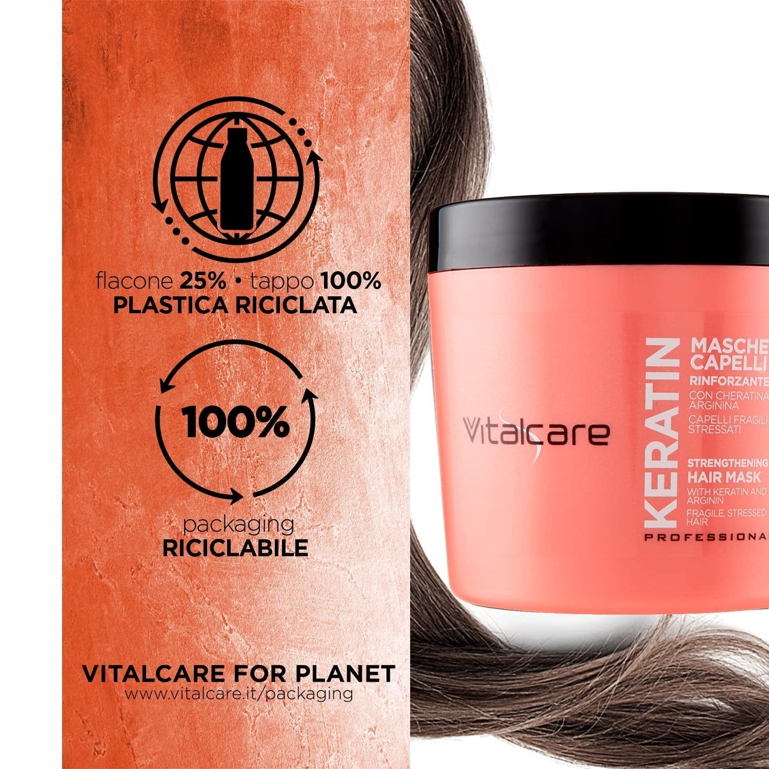 | Keratin - Styrkende hårmaske til skørt og beskadiget hår med keratin og arginin til stærkere og blødere hår 4 x 500 ml Naty Shop hårmaske