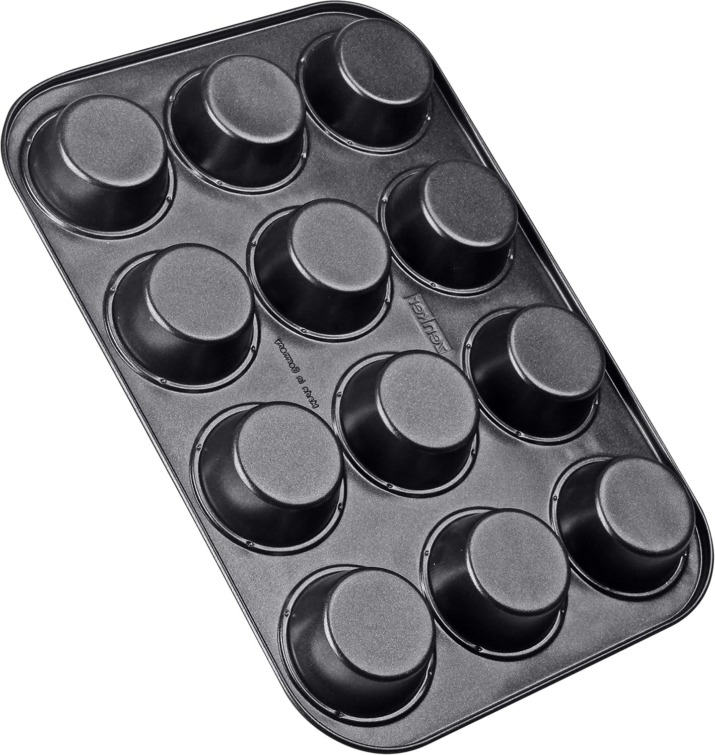 Zenker 12 muffins, diameter Ø 7 cm CREME NOIR, Bageplade til muffins med non-stick belægning forstærket med keramik Forme og bageplader Naty Shop