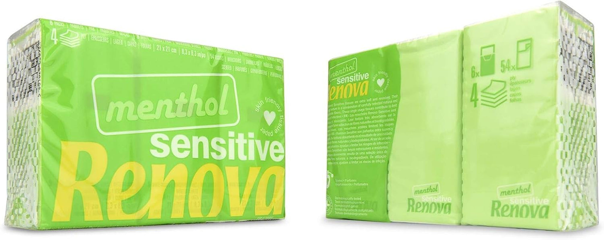Pocket Tissues Renova SENSITIVE MENTHOL 6 Pakke Almindelig Hvid 1 Stk (Pakke med 6)