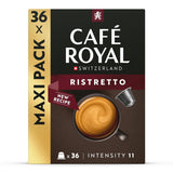Café Royal Ristretto – Nespresso®-kompatible kaffekapsler, 100 % Arabica, intensiv, mørkristet, intensitet 11/12, Rainforest Alliance, 36 kapsler