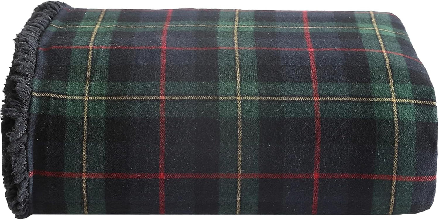 Eddie Bauer tæppe, bomuldsflanell, boligindretning, vendbar, sherpa sengetøj, fyrretræsplaid, kastedyner og dyner Naty Shop fyrretæppe, rød/grøn/antracittæppe
