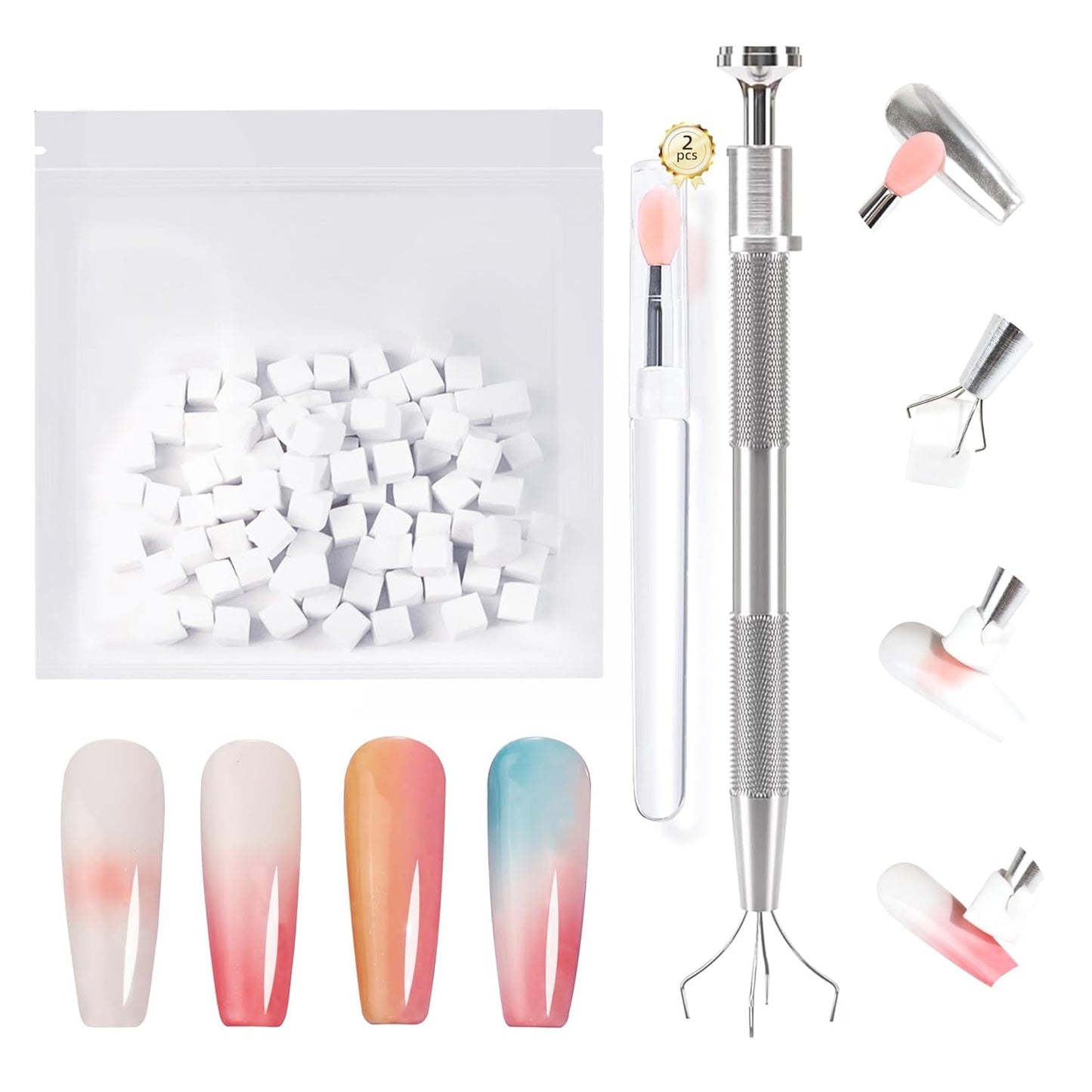 Aokitec 14 Stück Silikon Tool Nägel Pinsel Für Gel Naillack UV, Wiederwendbare Gel Pinsel Für UV Naillack Chrome Nail Powder, Nail Art Tilbehør til Ombre Blush Mirror Effekt, Nägel Selber Machen