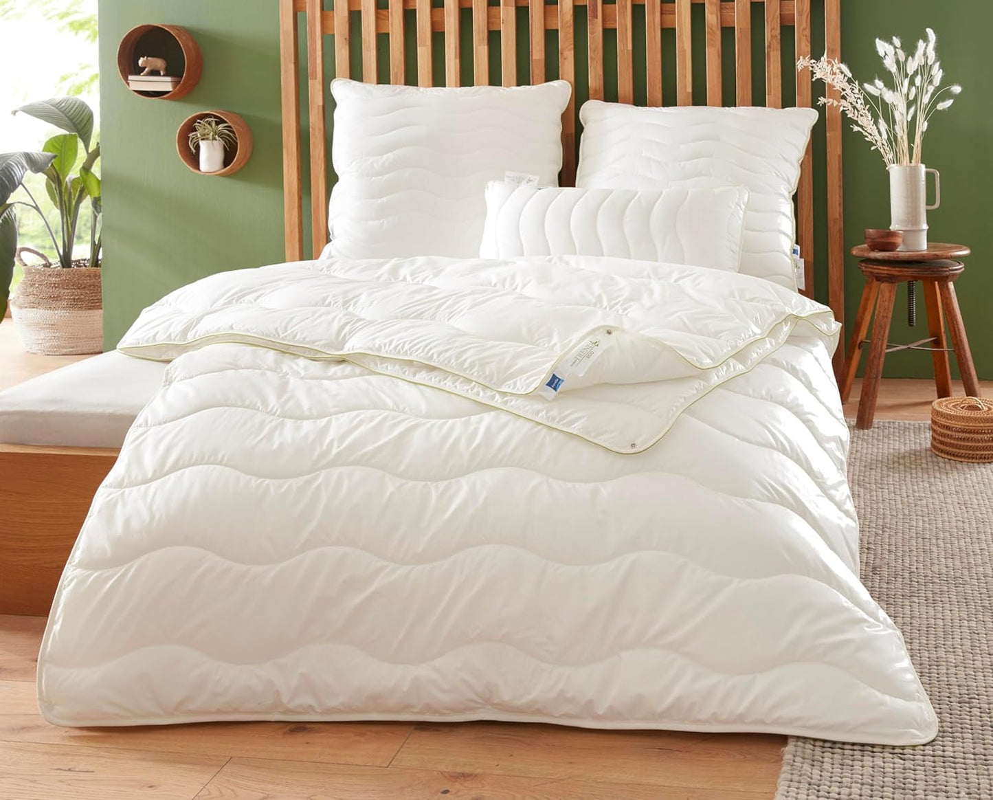 Badenia Trendline Eco quilt Aerelle Blue Duo 135 X 200 Cm, Hvid, Öko-Tex certificeret, Produceret i overensstemmelse med den tyske kvalitetsstandard Dyner og dyner Naty Shop 155 X 220 4-sæsons quilt