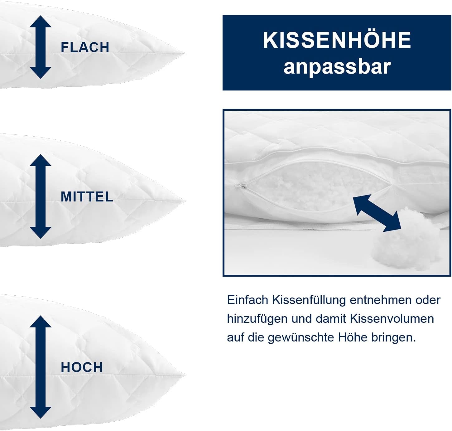 Irisette Noblesse pude - Made in Germany - Pude med aftageligt betræk lavet af ren bomuld, 80 X 80 cm, Oeko-Tex certificeret Naty Shop standard puder