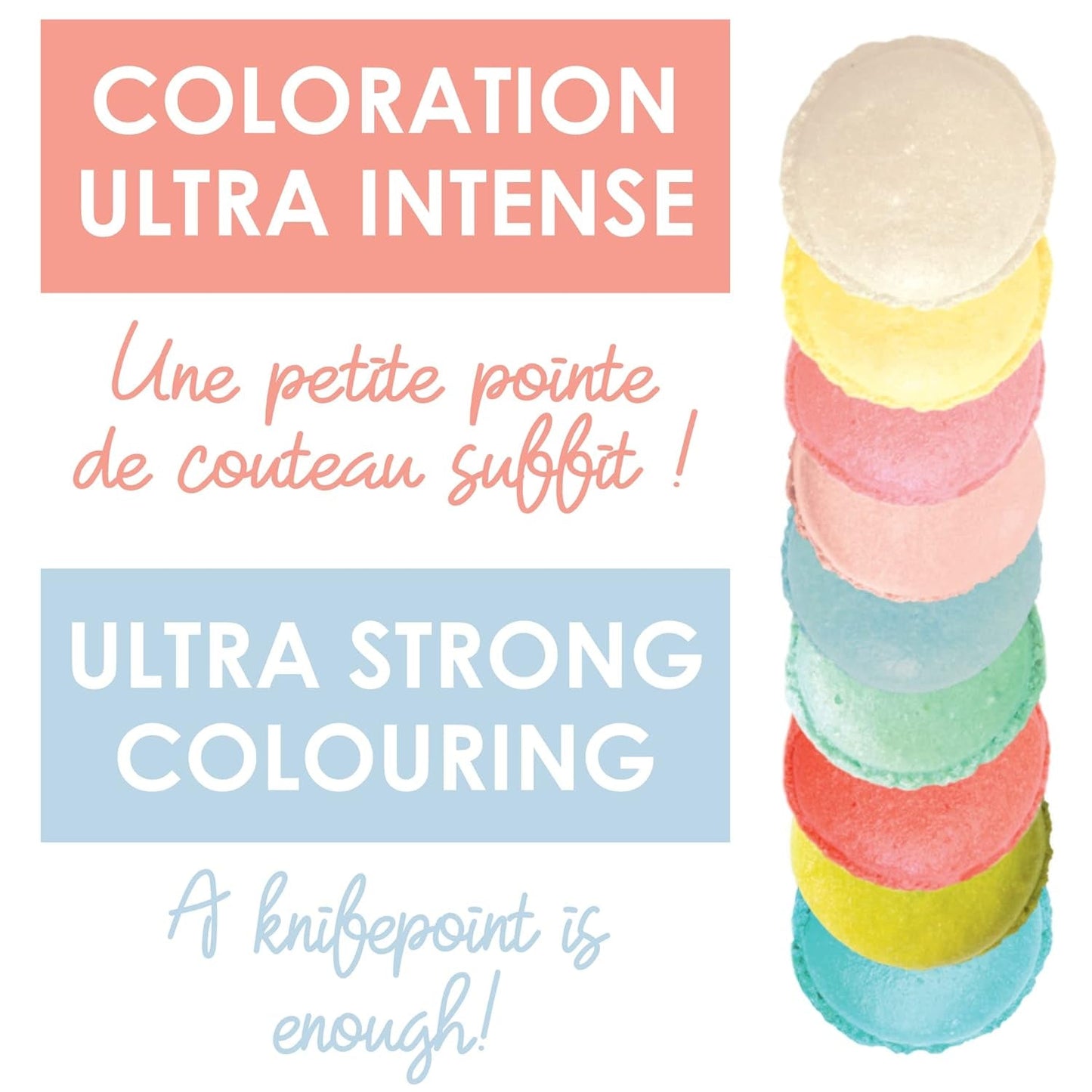 Scrapcooking - Sæt med 9 pastelfarver - blå, gul, koral, pink, turkis, limegrøn, hvid, aquagrøn, pulverrosa - spiseligt farvepulver til kager, muffins, macarons - 4272