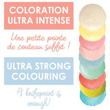 Scrapcooking - Sæt med 9 pastelfarver - blå, gul, koral, pink, turkis, limegrøn, hvid, aquagrøn, pulverrosa - spiseligt farvepulver til kager, muffins, macarons - 4272