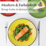 MIAMIO - Sæt med 6 keramiske stentøjstallerkener/middagstallerkener - Le Papillon Collection (farverige, små tallerkener (6x))