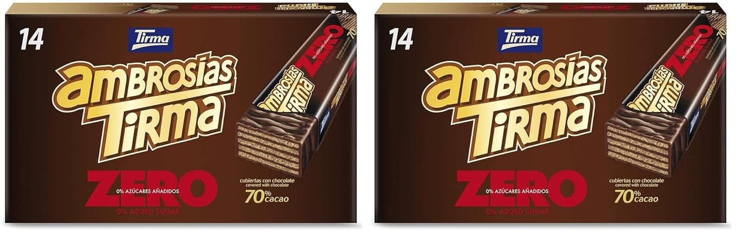 Vafler med mørk chokolade Tirma 70% kakao | Uden tilsat sukker | Velegnet til keto-diæter | Lav kulhydrat | Til diabetikere Chokoladewafers Multi Pack | 3 stk | 64,5 g