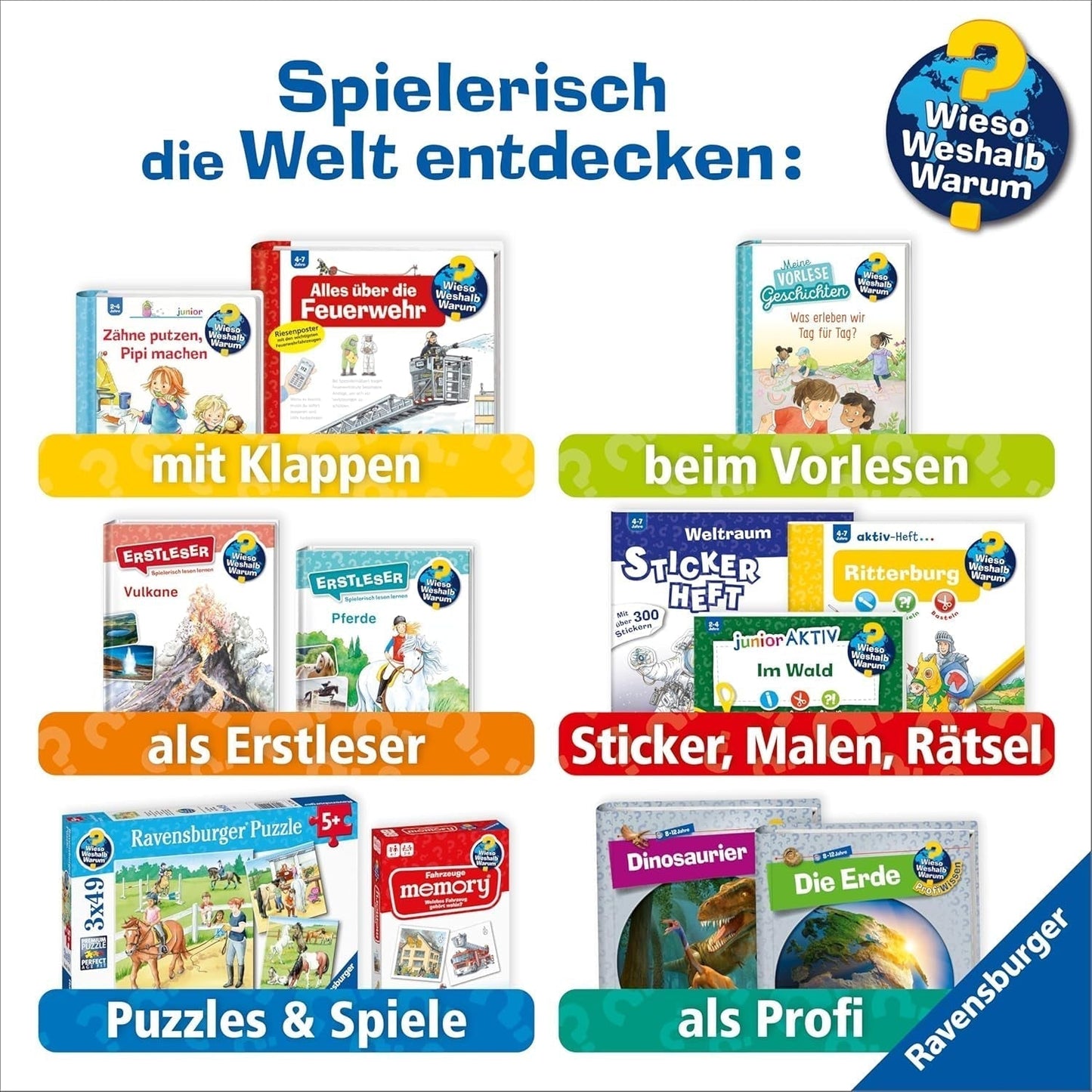 Ravensburger børnepuslespil 13411 - Havdyr på koralrevet - Hvorfor? Hvorfor? Hvorfor? Puslespil 150 brikker XXL + vidensplakat, til børn fra 7 år Puslespil Naty Shop