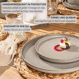 SÄNGER Cairo Clay | 24-styks porcelænssæt, stentøjsstel til 6, 6 tallerkener, 6 desserttallerkener, 6 pastaskåle, 6 serveringsskåle, gråt porcelænssæt | VÆRDIINDSAMLING