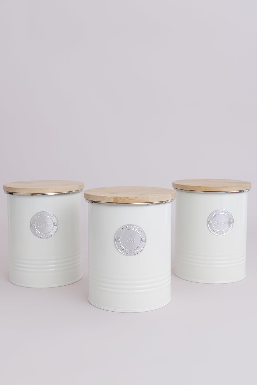LIVING kollektion, sukkerskål med låg | creme pastel | opbevaringsboks 1 L køkken til sukker | sukkerbeholder i stål med låg | Bambus lufttætte opbevaringskrukker med låg Naty Shop madopbevaringsbokse