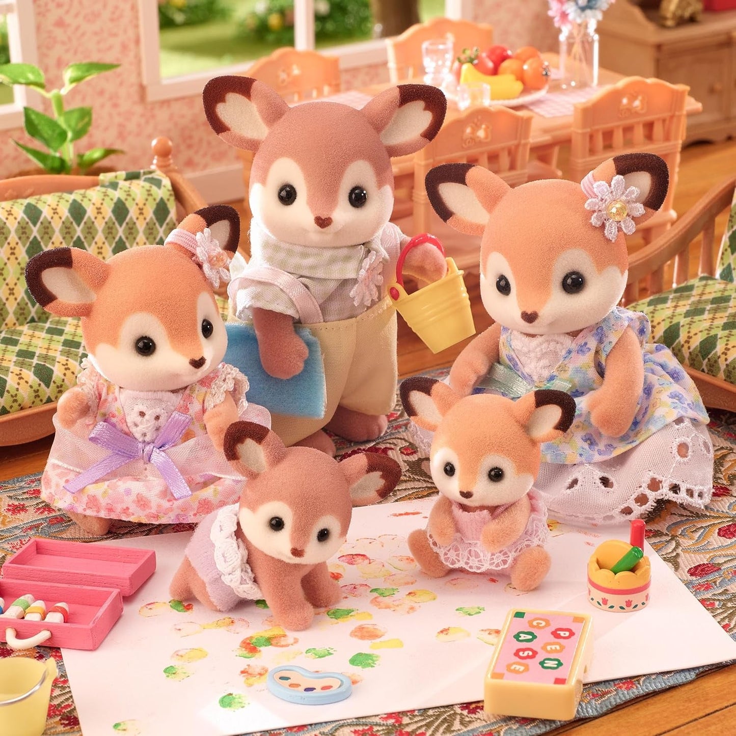 Sylvanian Families 5800 Deer Twins, dyrefigur legesæt, skovdyr figurer, legetøj fra 3 år og opefter