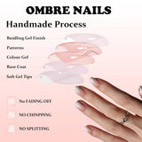 240 stk. Korte falske neglesæt - Korte naturlige kunstige falske negle til lim på - Nude Gradient Kunstige negle til Box Nail Extensions (Nude Gradient)