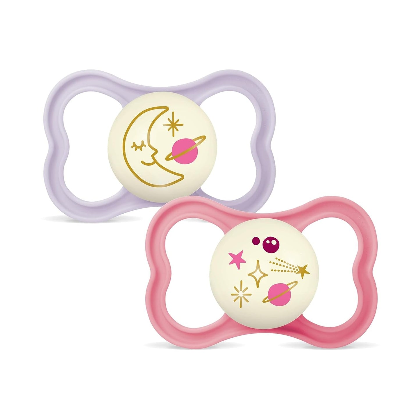 MAM Air Silikonesut 2 Pack Ekstra let og luftigt design Tandvenlig babysut Lavet af MAM SkinSoft Special Silikone med sutteæske 6-16 måneder Bjørn/næsehorn