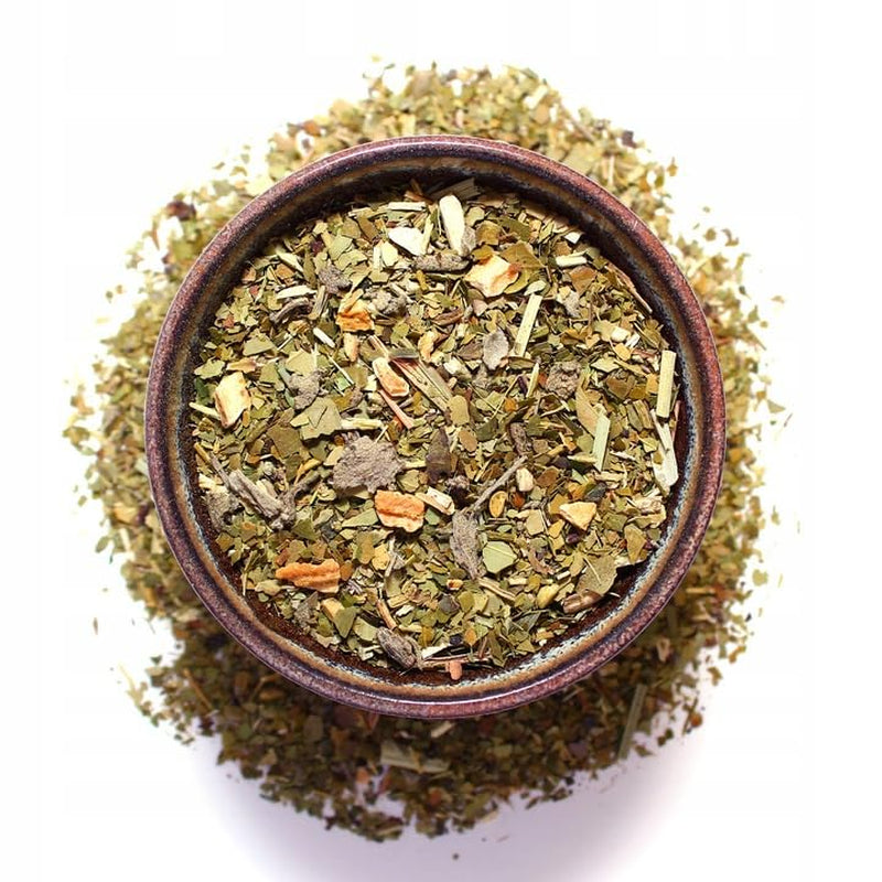 Original brasiliansk cannabis 50 g ● Yerba Mate te med hampemel og salvie ● Mate te fra Mate blade ● Citronskal og citrongræs ● Yerba Mate løsbladste 50 g