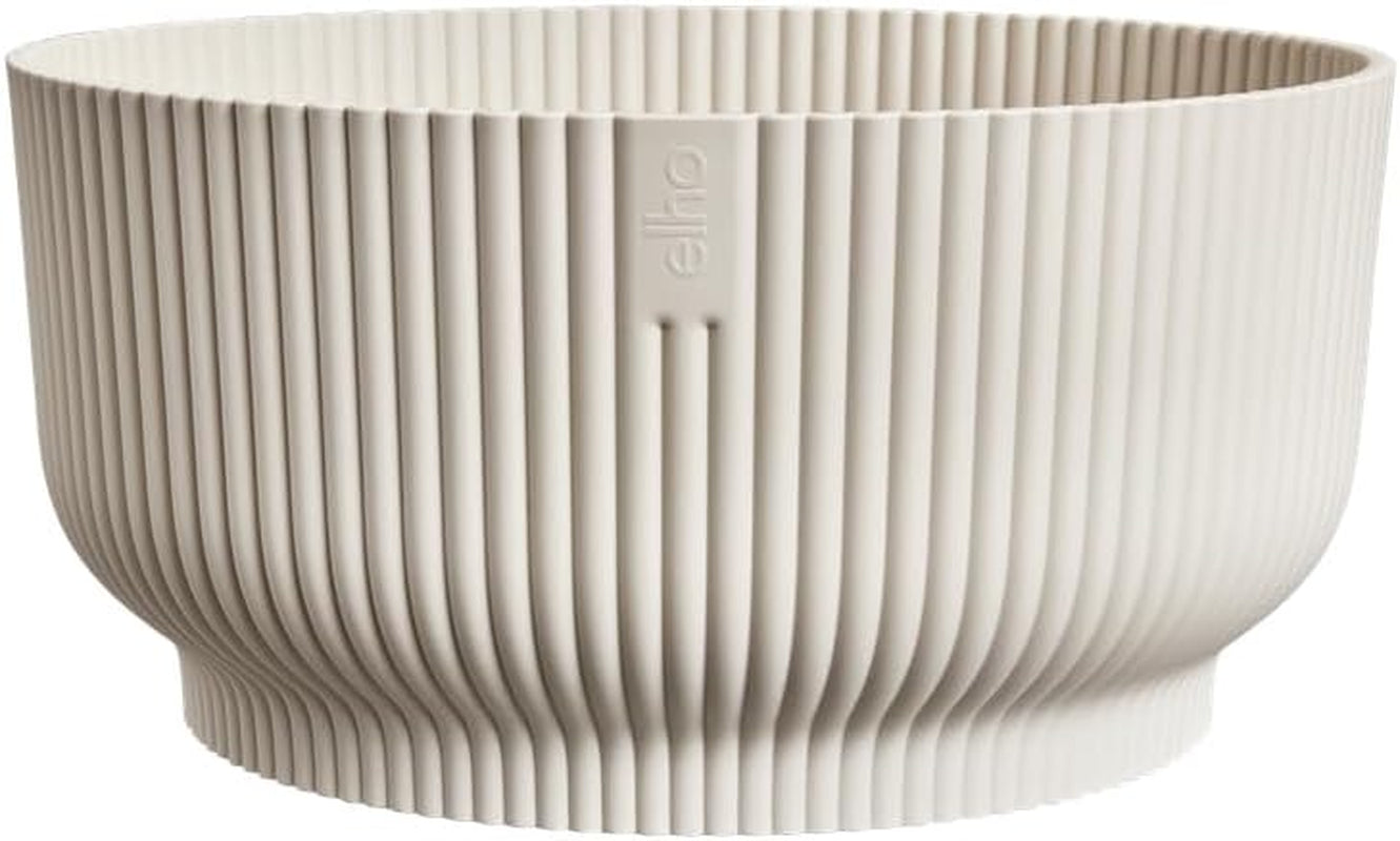 elho Vibes Fold Bowl 25 - Indendørs urtepotter - 100% genbrugsplast - Ø 24,9 x H 12,1 cm - Hvid/Hvid hør
